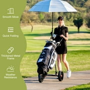 Costway Foldable 3 Wheel Golf Pull Push Cart Trolley Scorecard Drink Holder Mesh Bag