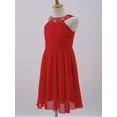 thumbnail image 4 of MSemis Kids Chiffon Flower Girls Dress First Communion Bridesmaid Wedding Sequins Halter Neckline Gowns Red 8, 4 of 6