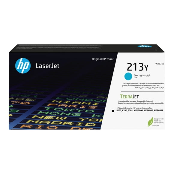 HP 213Y - Extra High Yield - cyan - original - LaserJet - toner cartridge (W2131Y) - for Color LaserJet Enterprise 5700dn, 6700dn, MFP 6800dn; DesignJet D5800