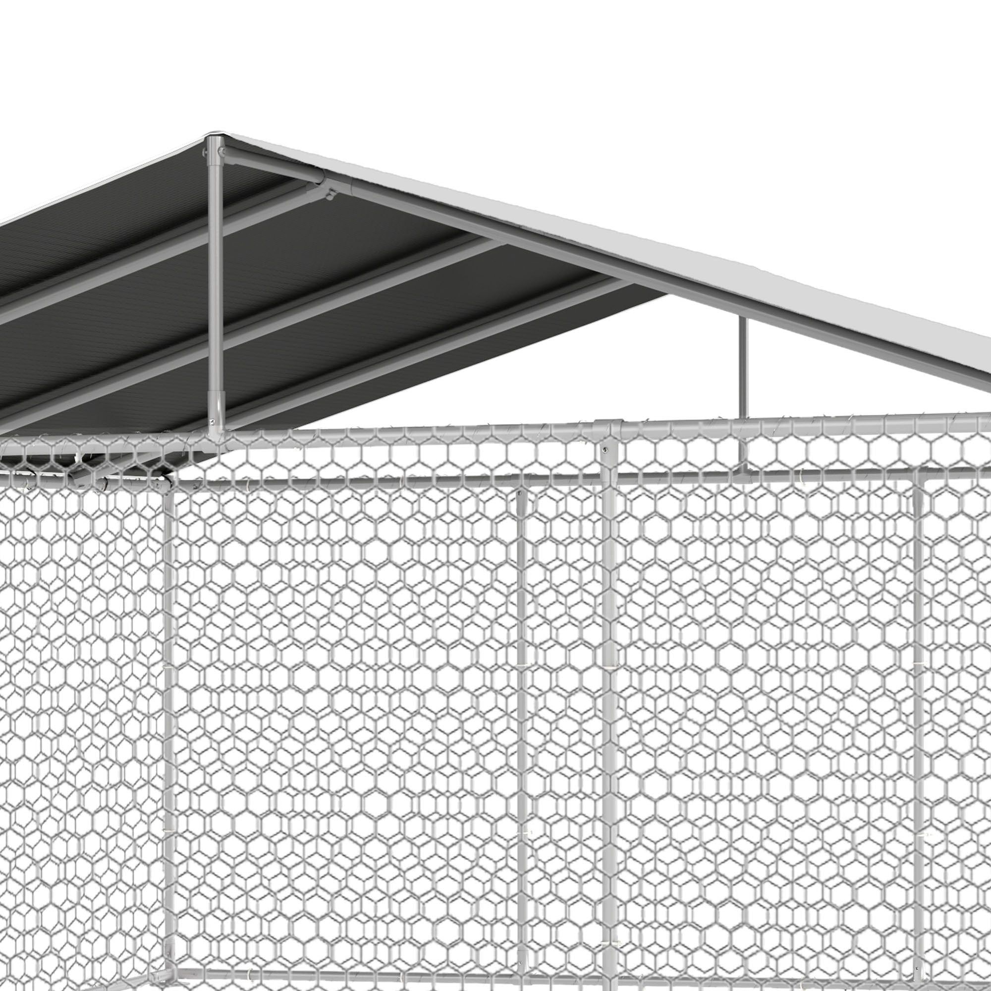 Uforic 14.8'x14.8'Large Outdoor Dog Kennel with Metal Dog Gate, Outdoor Dog Enclosure with Roof, Heavy Duty Dog Kennel for Backyard Farm