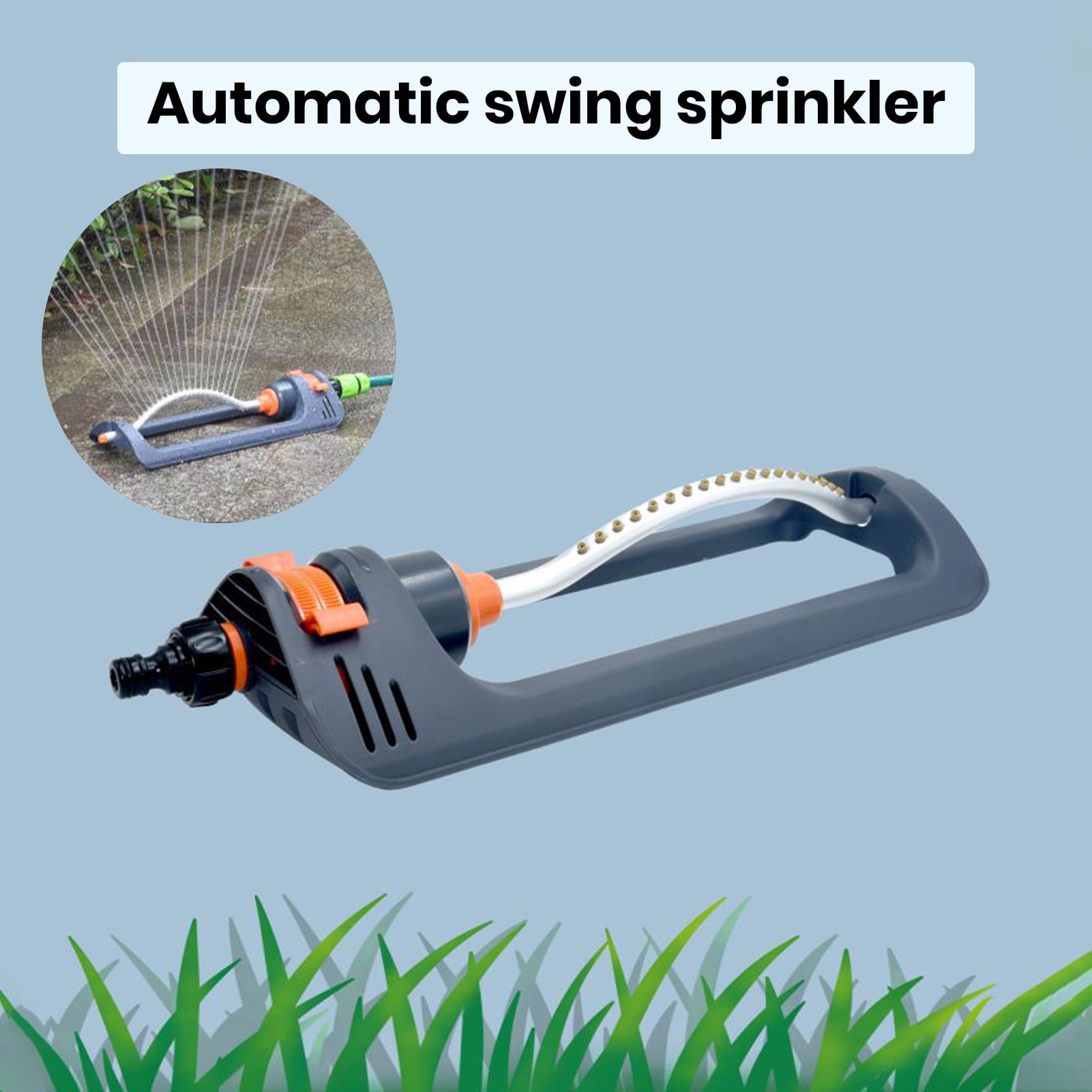 AYYUFE Garden Sprinkler Water-saving Auto 180 Degrees Rotation 19-hole Spout Lawn Covers Watering Automatic Swing Sprinkler Home Supply