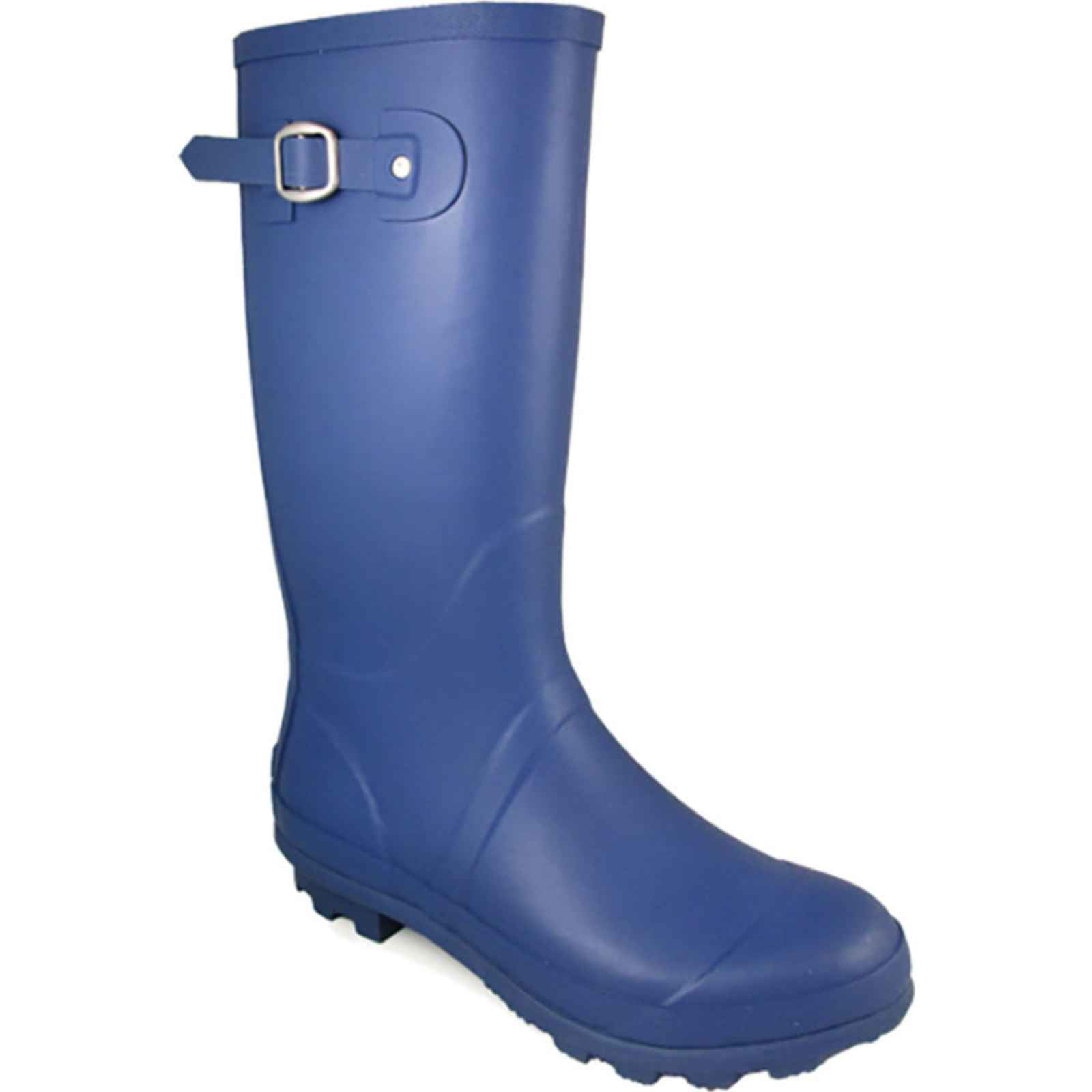 MST-337A Lady Rubber Rain Boot Blue with white foot print woman's Rain Boots 