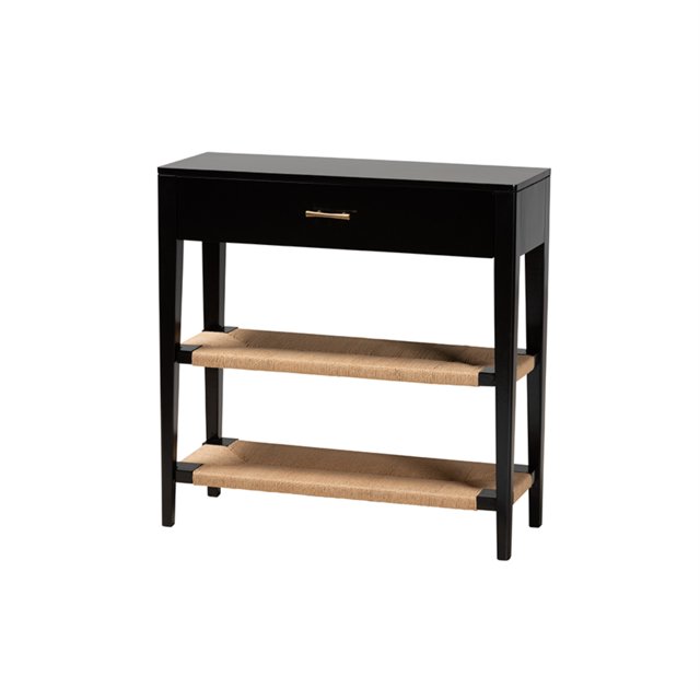 Baxton Studio Freya Modern Bohemian Black Finished Bayur Wood 1-Drawer Console Table