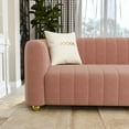 thumbnail image 3 of 83'' Velvet Sofa for Living Room Modern Couch 3-Seater Apartment Sofa with 2 Pillows & Golden Metal Legs(Pink), 3 of 6