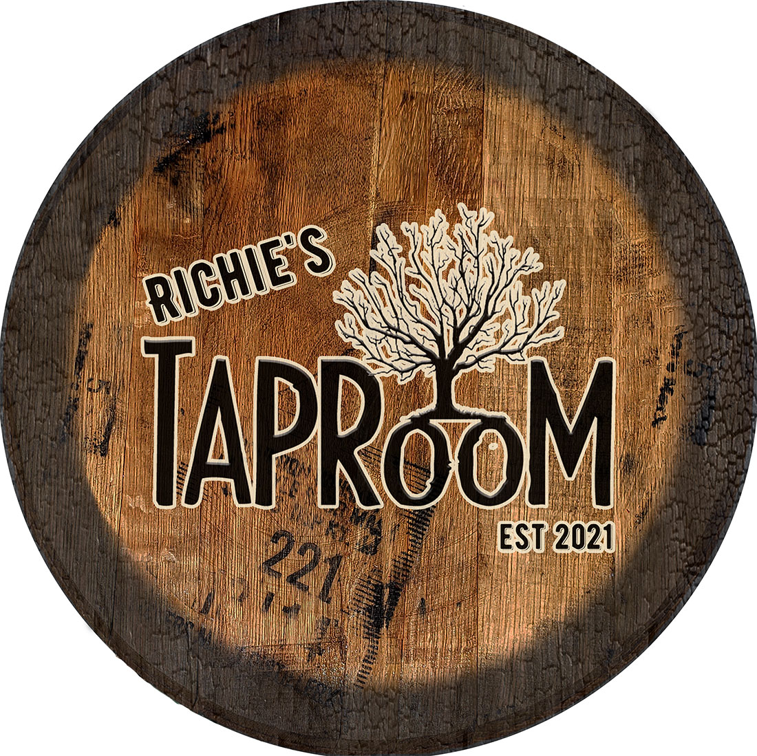 Taproom Draft Beer Beer Sign Large Oak Whiskey Barrel Wood Wall Decor