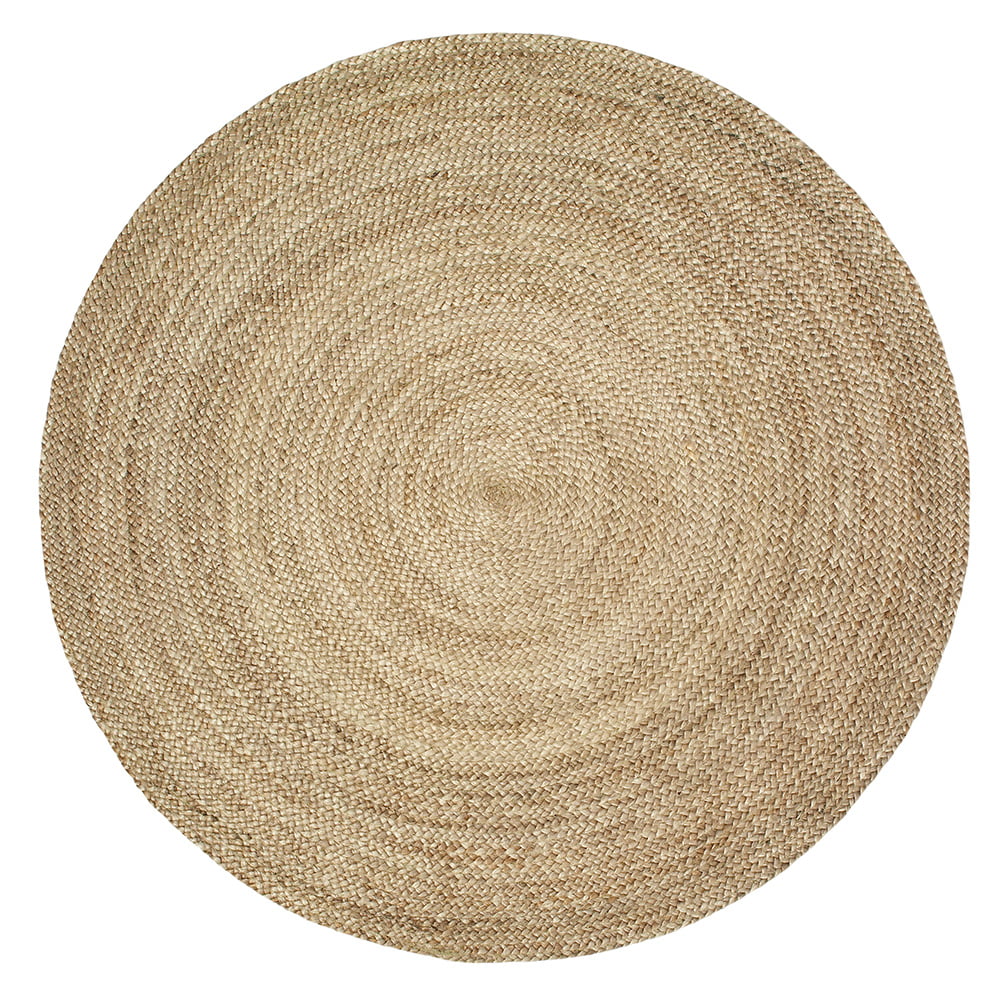 Extra Large Round Floor Rug Hand Braided Flate Woven Jute Rug 4 Sizes Natural
