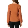 thumbnail image 4 of INSPIRE CHIC Women's Chiffon Blouse Keyhole Neck Patchwork Sleeve Elegant Work Top XL Orange, 4 of 9