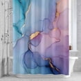 thumbnail image 3 of Modern Water Ripple Shower Curtain for Bathroom Decor, Blue Gold Marble Texture Waterproof Fabric Shower Curtain, 54"x78" Set with 12 Hooks, 3 of 9