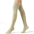 thumbnail image 4 of iOPQO Leg Warmers, Thigh High Stockings, Thick Thigh High Socks, Cable Knit Socks, Thigh High Socks, Khaki One Size, 4 of 8