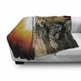 thumbnail image 3 of Safari Soft Flannel Fleece Blanket, Leopard Sitting on Dry Tree at Sunset Danger in the Air Big Cat with Spotted Form, Cozy Plush for Indoor and Outdoor Use, 70" x 90", Orange Brown, by Ambesonne, 3 of 6