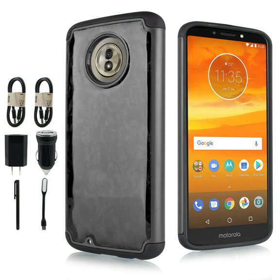 Value Pack For Motorola MOTO G6/ XT1925 Hybrid Glass Shock Proof Layers Bumper Slim Protective Case Cover With Temper Glass Screen Protector Black