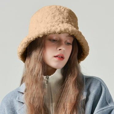 Winter Fuzzy Bucket Hat Warm Hat Outdoor Fisherman Cap Casual Winter Warm Hat