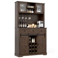 thumbnail image 1 of Gymax 72'' Coffee Bar Cabinet with Wine Bottle Rack Microwave Countertop 3 Drawers, 1 of 10