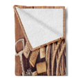 thumbnail image 2 of Winery Soft Flannel Fleece Blanket, Wine Corks Rustic Wooden Ground Natural Organic Liquor Elements Vintage Harvest Top View, Cozy Plush for Indoor and Outdoor Use, 50" x 60", Brown, by Ambesonne, 2 of 5