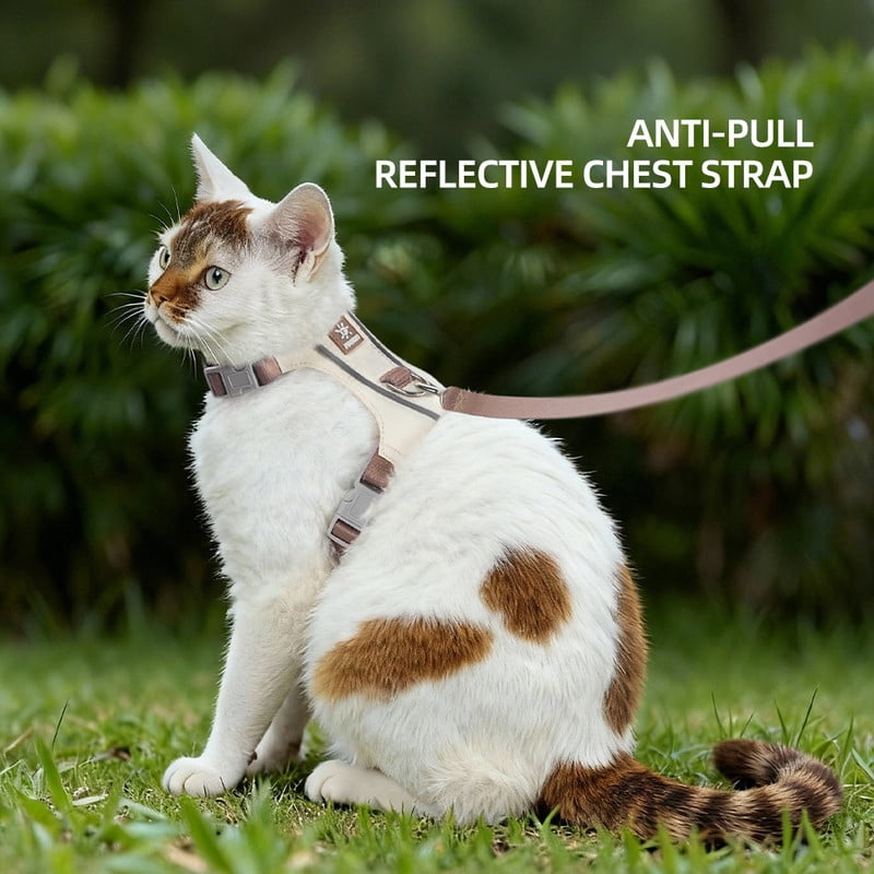 Cat Harness Adjustable No Pull and Leash Set, Soft Breathable Escape Proof Walking Harness for Small Medium Cats