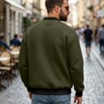 thumbnail image 5 of Vxararl Men Bomber Jacket Zip Up Baseball Collar Varsity Windbreaker, Long Sleeve Casual Winter Outer Coat with Side Hand Pockets for Daily Commuting Street Travel Cold‑Weather Outfits Army Green XL, 5 of 7