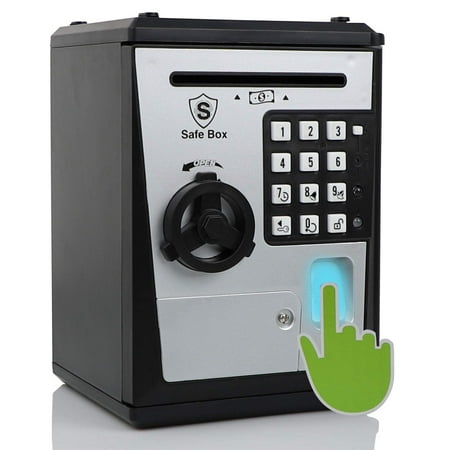 Ruvince Mini ATM Savings Bank for Real Money Electronic Voice Piggy Banks Fingerprint Password Kids Safe Box, Cool Stuff Gift for Boys and Girls