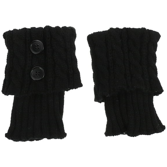 MERRYHAPY Black Acrylic Fiber Leg Warmers for Women, Soft Stretchy Cable Knit, One Size Fits Most, Comfortable Winter Accessories