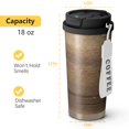 thumbnail image 4 of 18oz Travel Coffee Mug, 316 Stainless Steel Vacuum Insulated Tumbler with 2-in-1 Straw Lid & Strap, Wood Print, 4 of 6