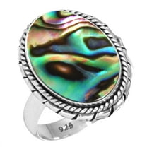 925 Silver Ring For Women - Girls Multicolor Real Abalone Shell Stone Silver Ring Size 7 Elegant Silver Ring Size 7 Gift For Women On Wedding 925 Silver Jewelry With Gemstone