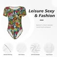 thumbnail image 6 of Daiia Color Summer print Women's Crew Neck Short Sleeve Bodysuit Fashion Tops Fit Casual Basic Extender Bodysuit-X-Large, 6 of 9