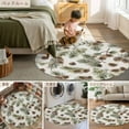 thumbnail image 6 of Brown Pine Cones Area Rug, Green Leaves Branch White Background Washable Large Circle Carpet, Non Slip Round Rug for Living Room/Bedroom/Dining Room/Home Office/Dorm, 6 of 9