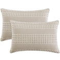 thumbnail image 1 of Fundas de almohada PHF, 100% algodón, tipo gofre, tamaño king, paquete de 2 unidades, avena, 1 of 8