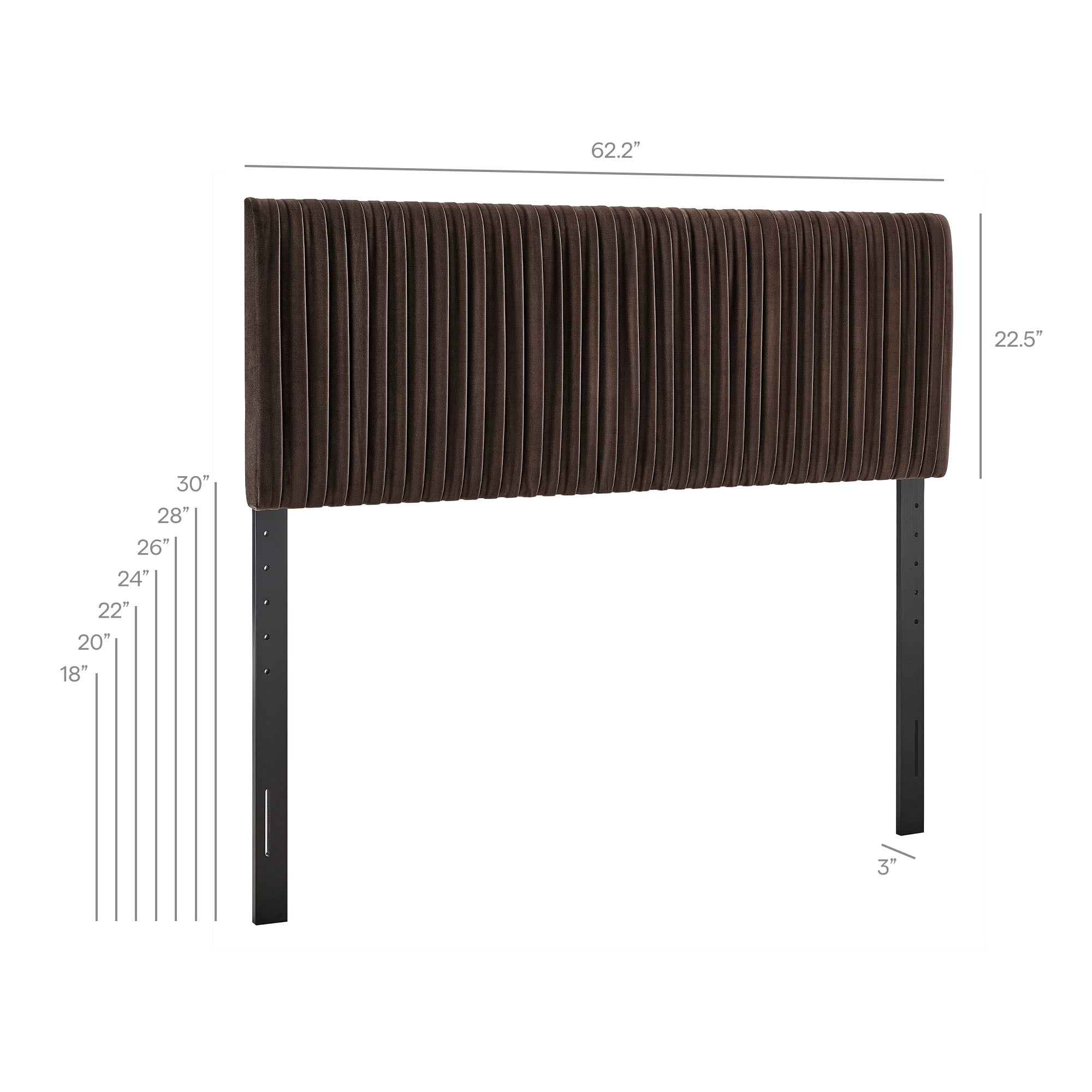 Eloise Stain-Resistant Performance Velvet Queen Headboard in Chocolate Brown
