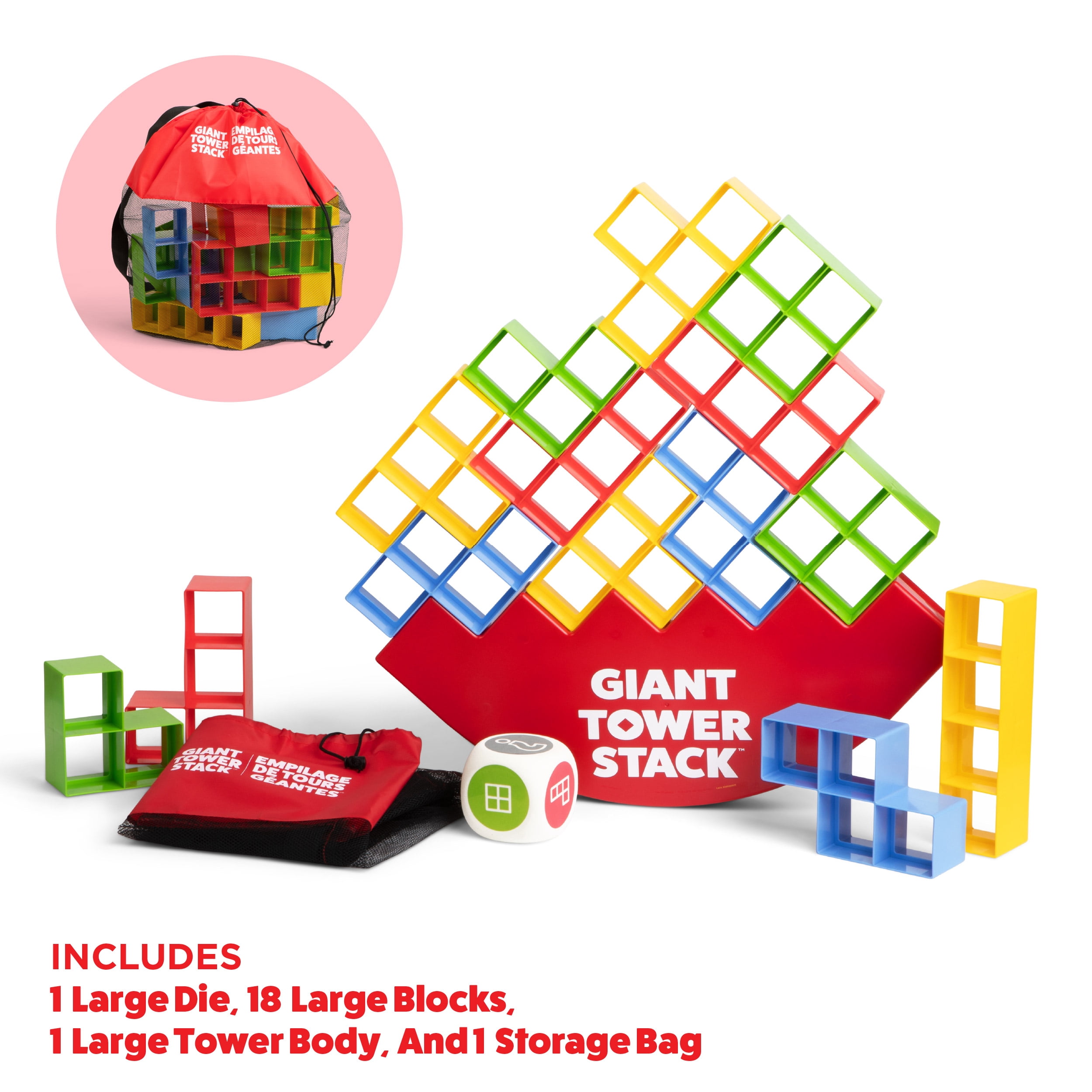 Giant Tower Stack by Relatable, Outdoor Balance Game with Carrying Case for Families