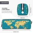 thumbnail image 3 of Cauagu World Map With Landmarks Print Leather Pencil Pen Case - Stationery Bag Portable Stationery Bag Big Capacity Pencil Pouch Cosmetic Organizer Bag for Men & Women, 3 of 7