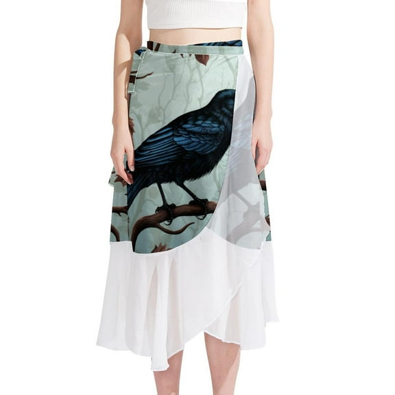 Crow Chic Chiffon Beach Dress for Women - Stylish and Breathable Beach Skirt with Polyester Straps