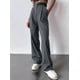 thumbnail image 5 of Pantalones de Traje de Pierna para Mujer, Pantalones Largos Informales de Negocios con Cintura Holgada y Corte Holgado Gris Oscuro L, 5 of 8