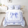 thumbnail image 2 of Feelyou Kids Princess Bowknot Bedding Comforter Set 7pcs, Bohemian Damask Floral King Bedding Sets, Western Fashion Ribbon Reversible Bed Sheets, Super Cozy Room Decor, 2 of 8