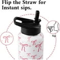 thumbnail image 4 of Bow Water Bottle 32oz Vacuum Insulated Thermoses with Straw Lid Bow Gifts for Women Girls Cute Stainless Steel Travel Tumbler Cup, 4 of 6