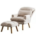 thumbnail image 2 of Nina 28 Inch 2 Piece Accent Chair and Ottoman Set, Splayed Legs, Beige- Saltoro Sherpi, 2 of 5