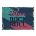 thumbnail image 1 of Rock Music Cutting Board, Vintage I Love Rock and Roll Slogan Worn Abstract Poster, Decorative Tempered Glass Cutting and Serving Board, Small Size, Dark Coral Turquoise, by Ambesonne, 1 of 1