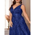thumbnail image 4 of Plus Size Formal Dresses for Women with Embroidery Sequin and V-Neck, A-Line Maxi Dress for Wedding and Cocktail, 4 of 6