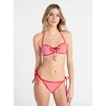 thumbnail image 2 of No Boundaries Stars and Stripes Reversible Bandeau Tie Front Swim Top, Women's XXS-XXL, 2 of 6
