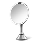 simplehuman 8 Round Sensor Makeup Mirror with Touch-Control Dual Light Settings, 5x Magnification, Rechargeable and Cordless, Brushed Stainless Steel