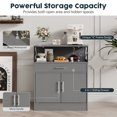 thumbnail image 2 of Walsunny Coffee Bar Cabinet with Hutch Small Places Sideboards Buffets Table 31.5" with Drawer Adjustable Shelf Farmhouse Wooden Storage Cabinet for Kitchen Dining Room Entryway Dark Gray, 2 of 10