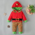 thumbnail image 2 of Tao Tao Newborn Baby Boys Girls Santa Outfit Christmas Elf Rompers Infant Jumpsuit With Hat Red 3 Months, 2 of 8