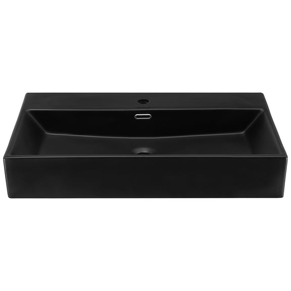 Reims 30 Ceramic Console Sink Matte Black Basin Chrome Legs