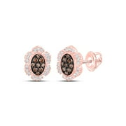 10K Rose Gold Round Brown Diamond Oval Nicoles Dream Collection Earrings - 0.2 CTTW