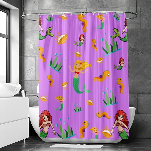 Disney The Little Mermaid Botanical Shower Curtain, Polyester Fabric