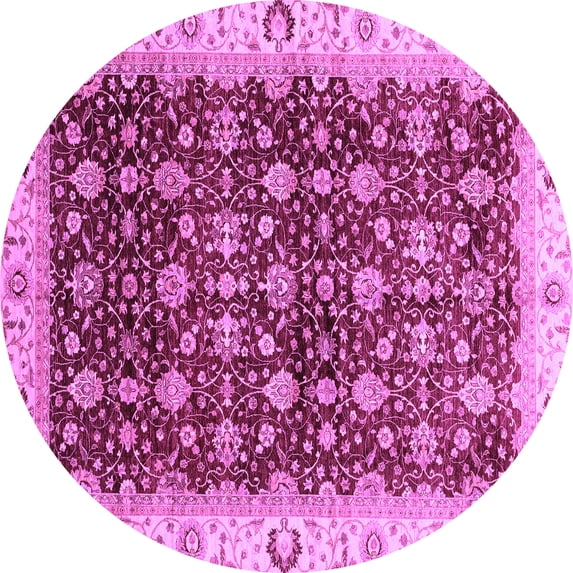 Ahgly Company Machine Washable Indoor Round Abstract Purple Modern Area Rugs, 4' Round