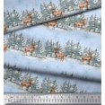 thumbnail image 2 of Soimoi Blue polyester Crepe Fabric Reindeer & Snowflakes Tree Print Fabric by Yard 42 Inch Wide, 2 of 5