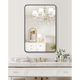 thumbnail image 2 of Ourlova Black Retangular Mirror Wall Mounted - 24 x 36inch Circle Metal Frame Mirror Dressing Make-Up Vanity Mirror - Anti-Rust/Tempered Glass for Bathroom/Entryway/Living Room/Hallway, 2 of 7