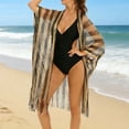thumbnail image 2 of successthop Swim Cover Ups for Women Sun Protect Tassel Open Front Bathing Suit Stripe Swimwear Beach Swimsuit Gold, 2 of 5