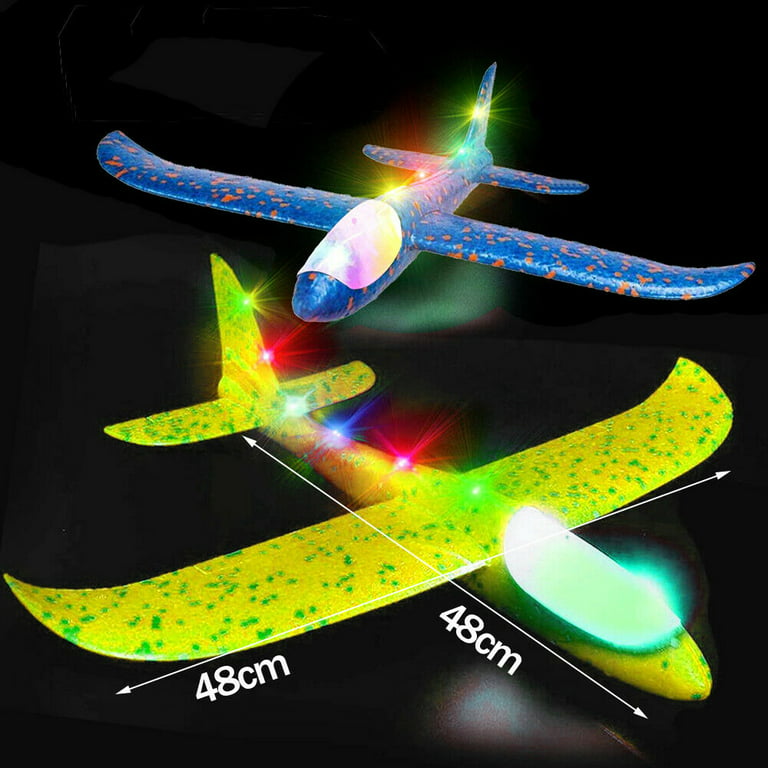 Wupuaait 3 Pack Foam Catapult Airplane Toy with LED Lights Xmas Gifts for  3-12 Years Old Kids, Green, Orange, Blue 