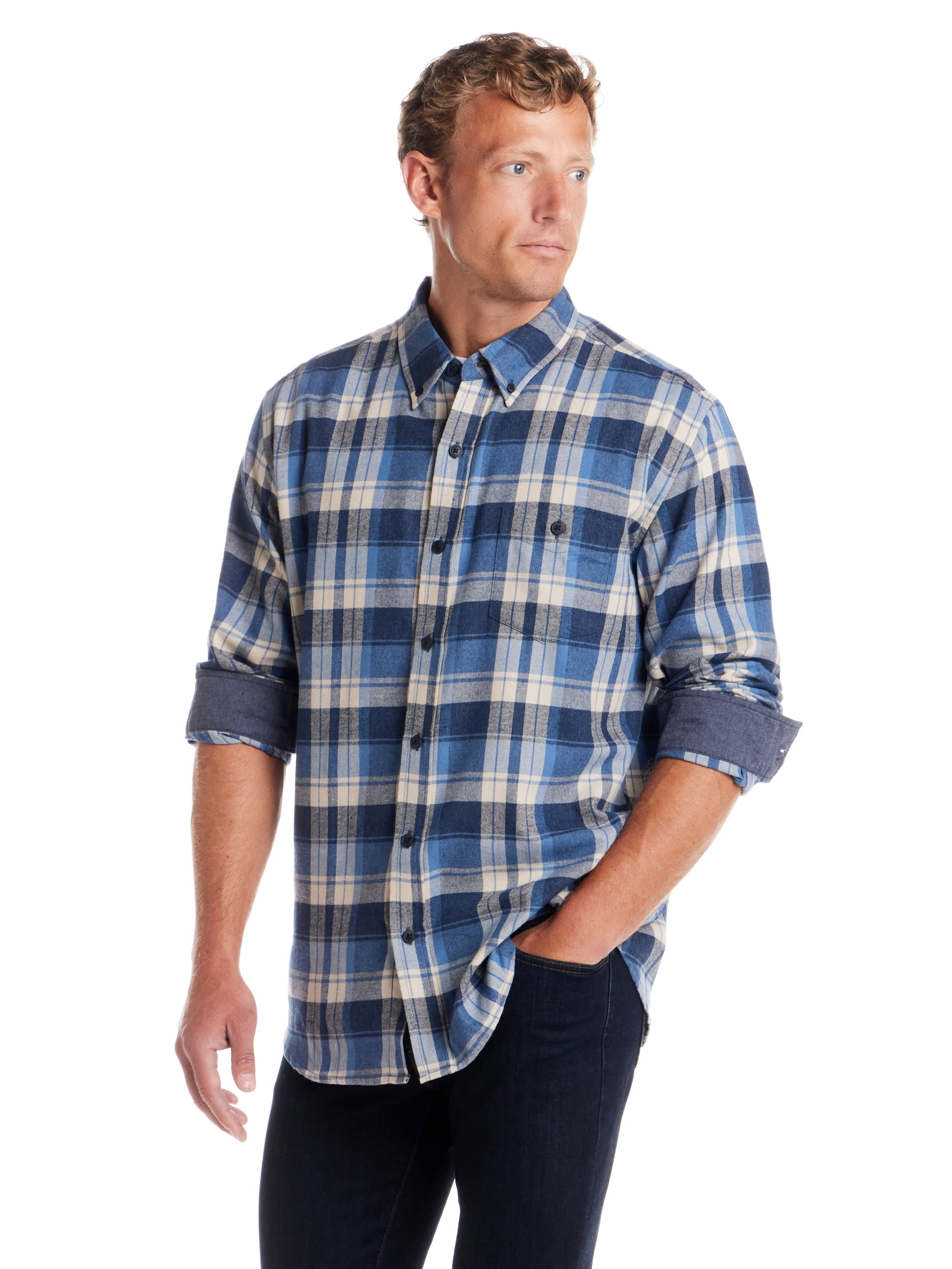Frontier Threads Men's Long Sleeve Button Down Traditional Plaid Flannel